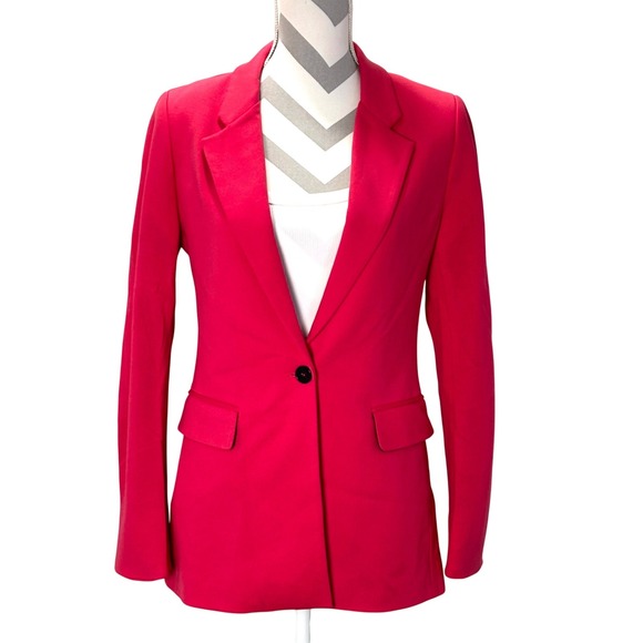 Lysse Jackets & Blazers - LYSSE Womens Ponte Blazer Jacket Hot Pink One Button Notch Lapel Size S
